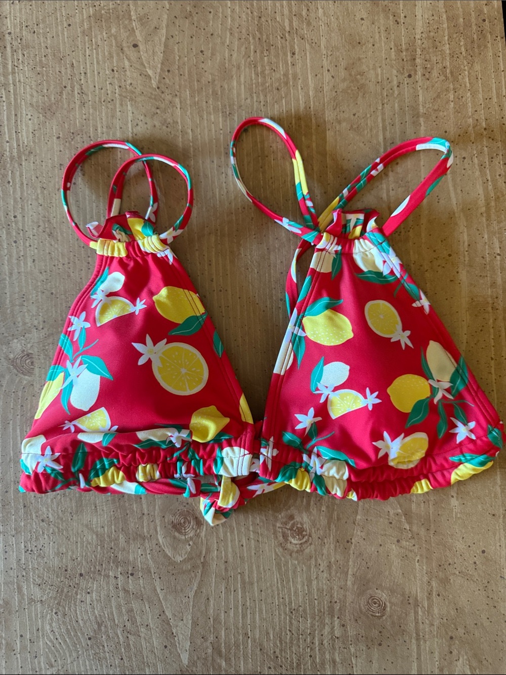wild fable Red Floral Lemon Triangle Bikini Top